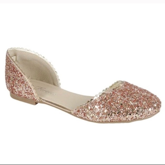 rose gold glitter flat shoes